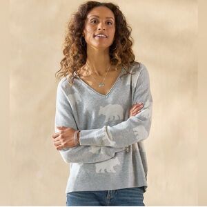 Sundance Gray Knit Polar Bear Sweater | Size Medium